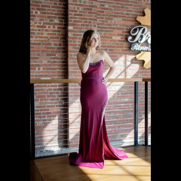 NEW Wine Prom Dress Size 6 - Picture 5 of 12